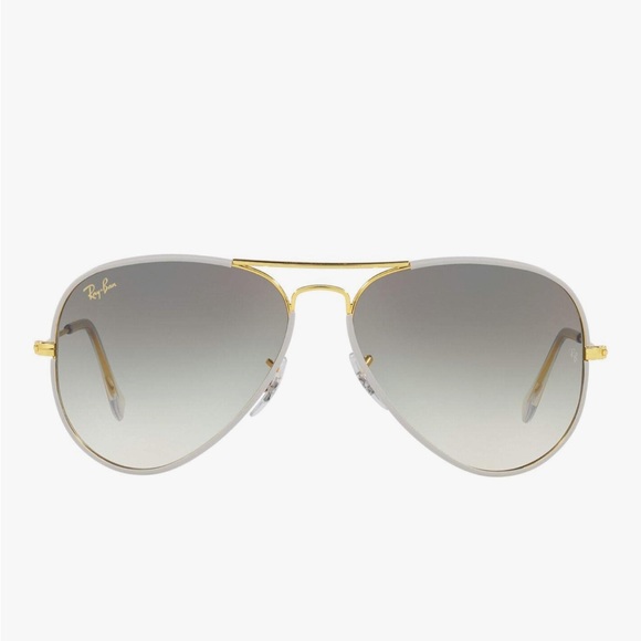 RAY-BAN Classic Aviator Sunglasses in Full Color White Metal w Gold Trim EUC main image 7
